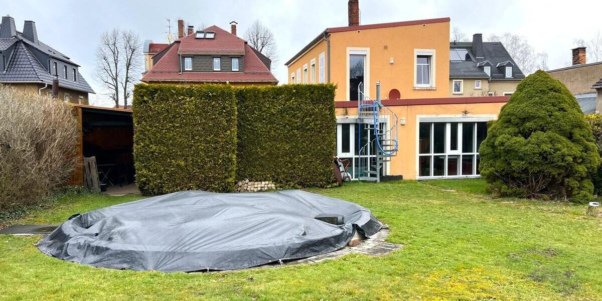 Garten mit eingebauten Pool