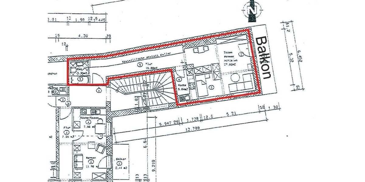 Grundriss 1-Zimmer Wohnung mit Balkon