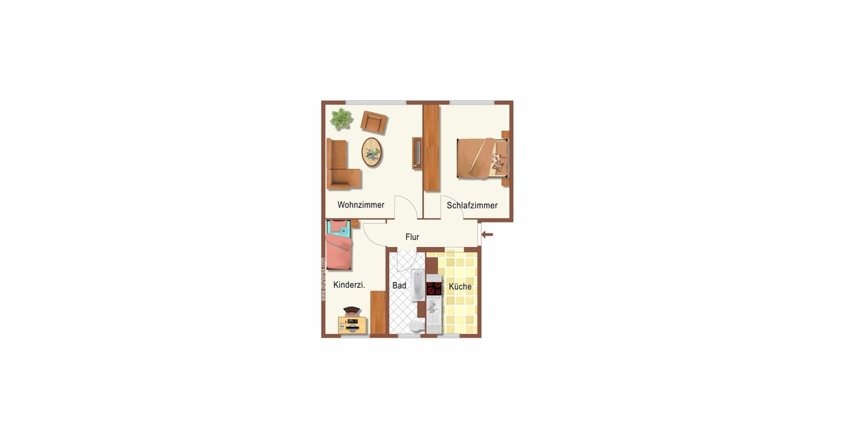 Grundriss 3-Z-Wohnung